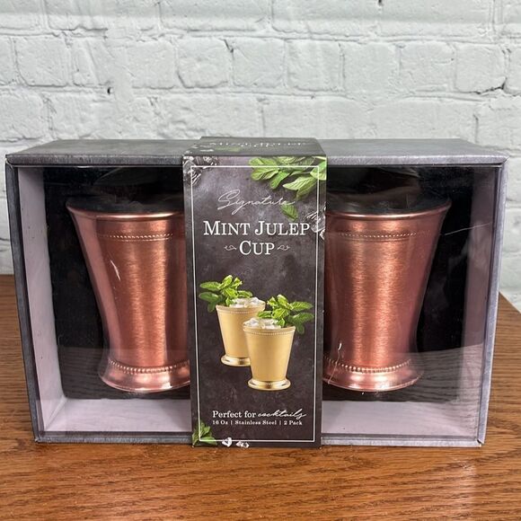 Copper Finish/ Stainless steel  Mint Julep Cups Tumblers 16 oz - set of 2 Cups - Picture 1 of 5